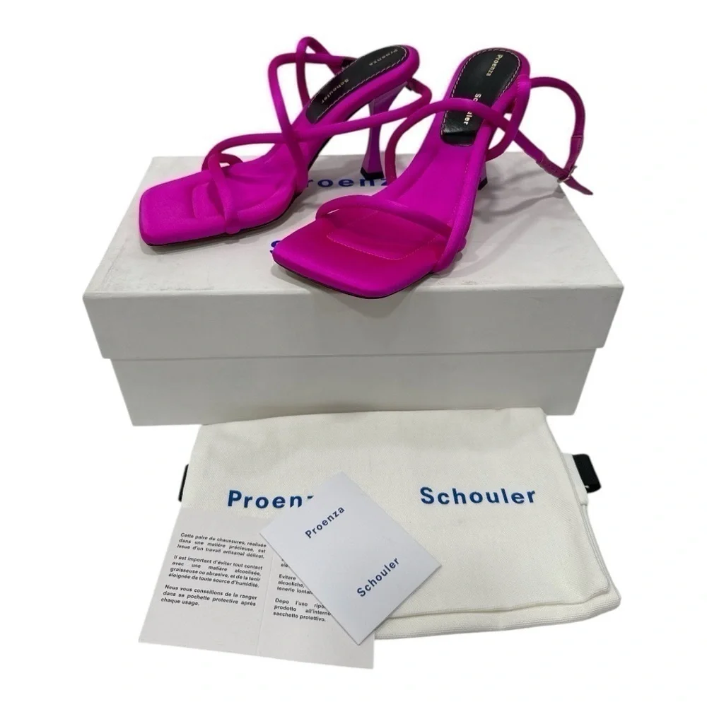 Proenza Schouler Raso Satin Strappy Sandals Bright Pink Women’s Size 36